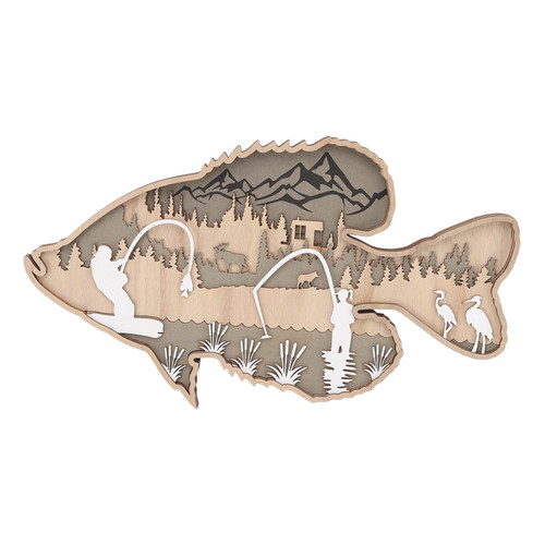 Wooden Hollowed Fish Figurine Multilayer Boxwood Decorative Wooden Hollowed Fish Striped for Home Office Canteen Bass