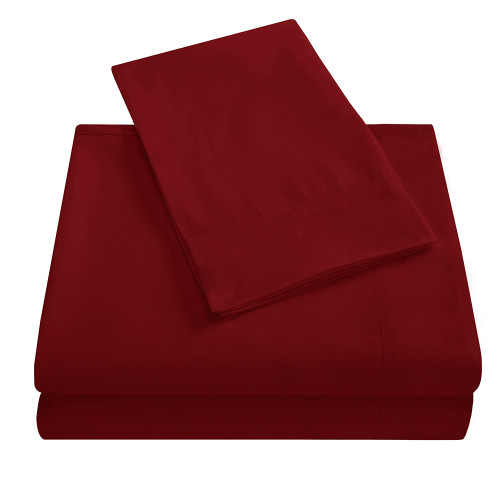 Soft Bed Sheets Set Bedspread Deep Pocket High Quality Bedding Set Red FULL Size 4Pcs