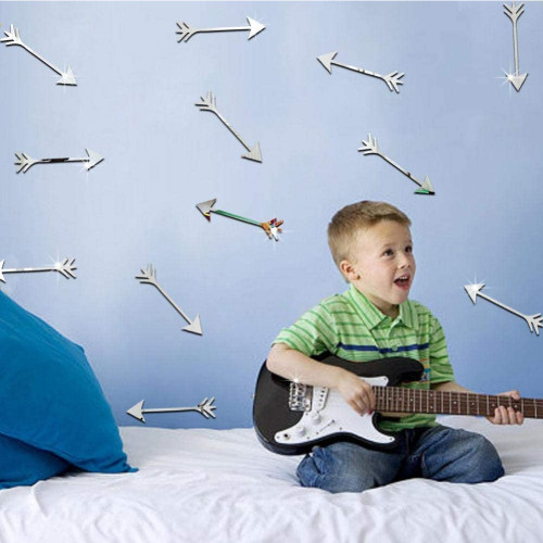 Cupid's Arrow Wall Stickers Bedroom Living Room Backdrop Wall Decoration(Silver)