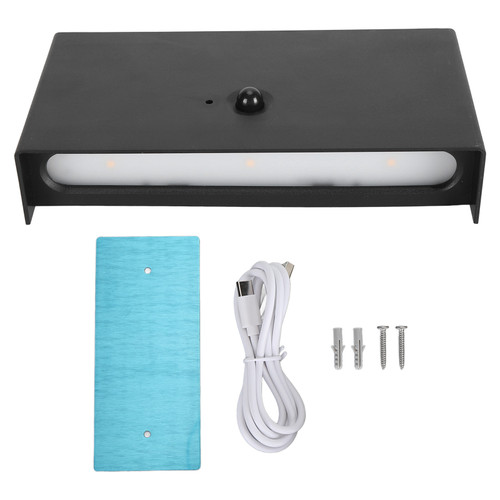 Modern LED Wall Light Motion Sensor Rechargeable Magnetic Up and Down Lighting LED Wireless Wall Lamp with Switch for Hallway Staircase Living Room Black