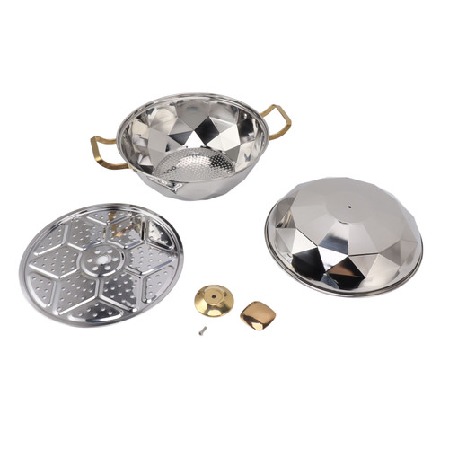 Multipurpose Stainless Steel Steam Pot with Steaming Plate Double Layer for Induction Cooker Kitchen Gadgets Silver