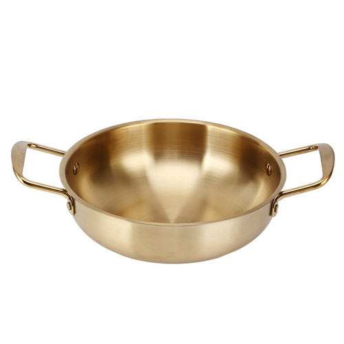 Gold Korean Ramen Pot Stainless Steel Noodle Pot Portable Kitchen Cooking Pot for Household 18cm / 7.1in