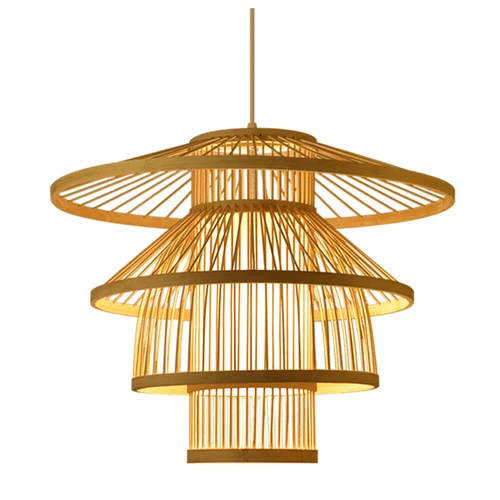 Bamboo Woven Pendant Light Imitation Sheepskin Chandelier Lantern Hanging Lamp for Home Hotel Restaurant 111‑240V