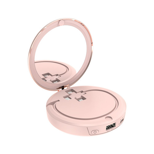 Multifunctional Hand Warmer 2 Temperature Modes Fast Heating 3 in 1 Mini Portable Makeup Mirror Power Bank Hand Warmer