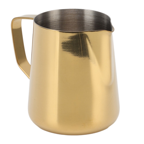 Milk Frothing Pitcher Stainless Steel Milk Jug Coffee Frothing Pitcher for Milk Tea Shop Cafe 550ML Gold