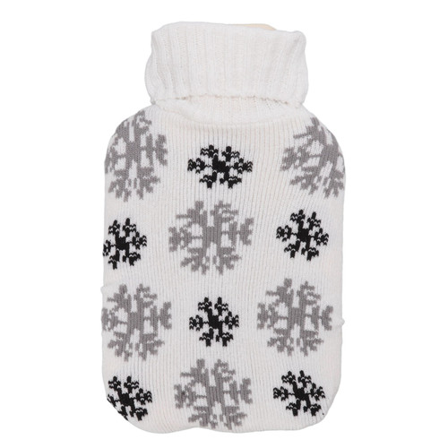 2000ML Hot Water Bottle Hot Water Bag with Soft Knitted Cover for Neck Shoulder Warm for Winter Snowflake