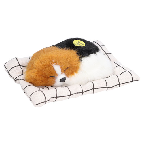 Make Sound Sleeping Dog Toy with Cloth Cushion Simulation Plush Dog Toy Small Dog Doll OrnamentsMigru