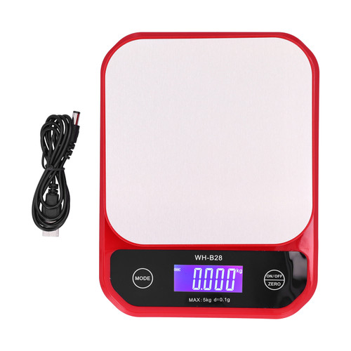 USB Charging Scale Waterproof Kitchen Baking Food Scale Electric Weight Measuring BalanceRed 5kg/0.1g