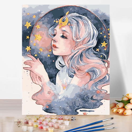 Oil Painting Acrylic Paint Hand Painted DIY Art Work Home Decoration for Wall Office Flower Girl 7 40x50 Frameless Linen Roll in Box