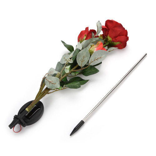 1Pc Solar Power LED 3 Heads  Rose Night  Lamp Flower Light for Home Garden Lawn Decor(Red)