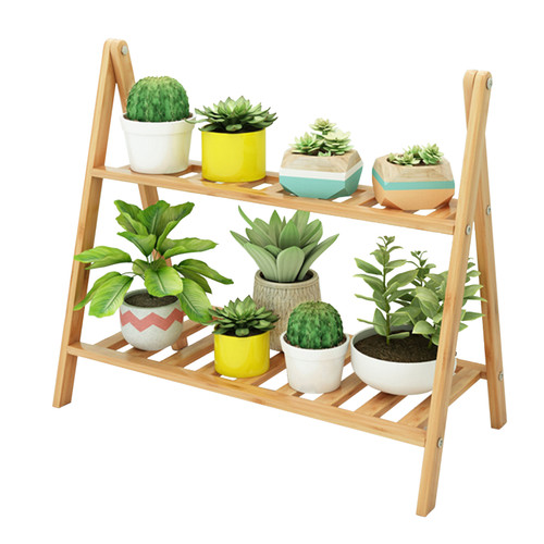 Flower Pot Holder Bamboo Multi Layer Decorative Floor Standing Succulent Planter Rack for Indoor Living Room Balcony