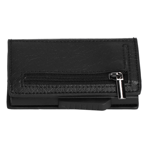Men Business Name Card Holder Fashion Aluminium Alloy Card Box Zipper Coin PurseBlack x-72#pv