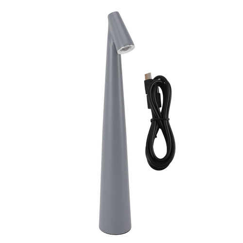 Touch Metal Table Lamp Cordless USB Rechargeable Stepless Dimming 3 Light Sources LED Desk Lamp for Restaurant Bar Indoor Outdoor Grey