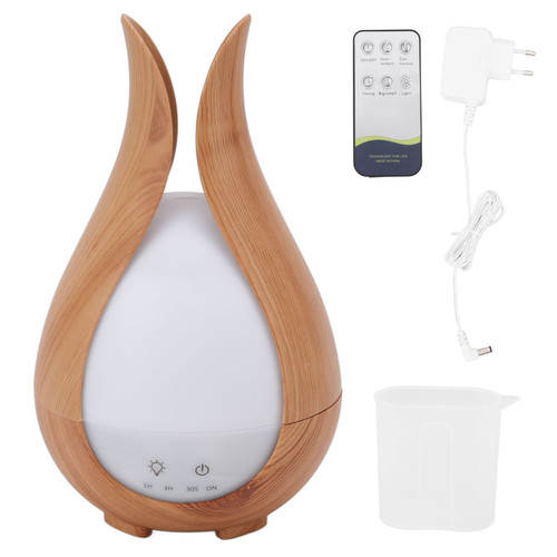 200ml Wood Grain Air Humidifier Colorful LED Night Light Aromatherapy Diffuser Humidifier with Remote Control 100‑240V EU Plug