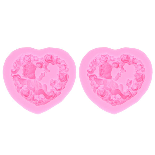 2Pcs Silicone Roses Molds Heart Shaped Roses Garland Food Grade Silicone Durable Soft Odorless Widely Used Fondant Molds