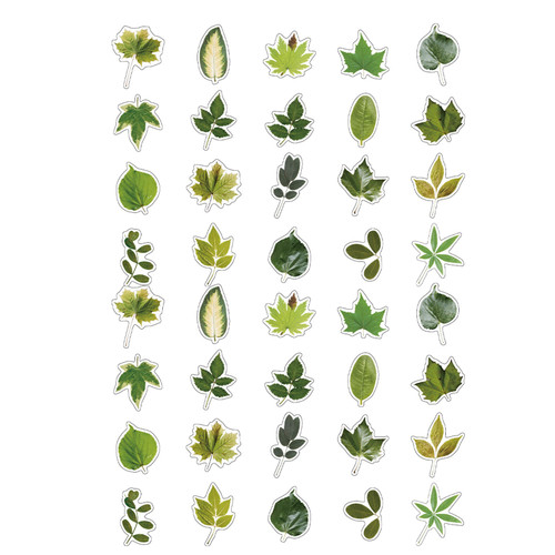 40PCS PET Leaf Theme Stickers Plant Material Stickers DIY Handbook Plant Theme Stickers Green Branch