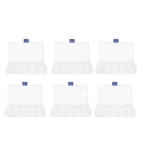 6Pcs Grid Storage Box Transparent Storage Organizer Container for Small Things 15Grid