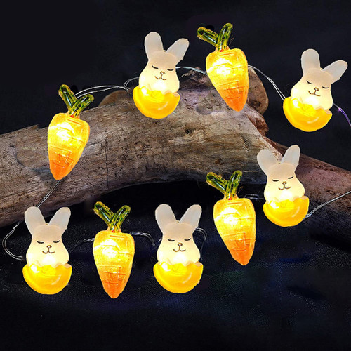 Easter Bunny Decoration Light 2 Meter 20 Led LED Bunny String Lights Battery Operated Rabbit Shaped Light for Easter Day Decoration