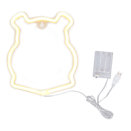 Neon Light LED Bear Shaped Neon Sign Battery Operated USB Charging Wall Decor Light for Home Party Decoration