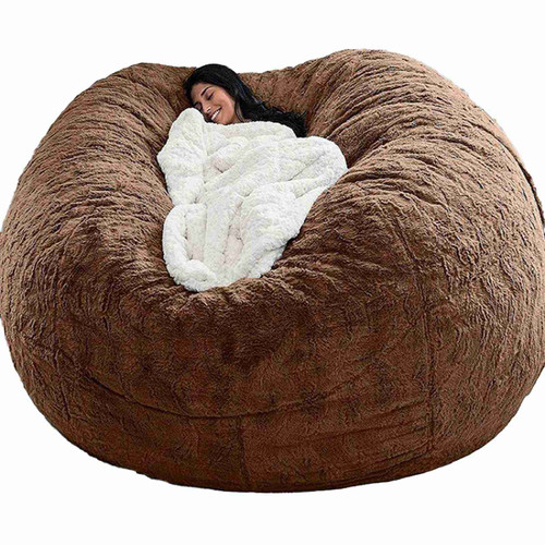 Home Sponge Bed Bean Bag Chair Cover Slipcover Double Bedroom Balcony Large Couch Round Soft Fluffy  Cover No Fillings Only Cover