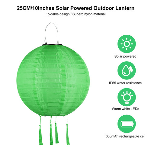 Solar Operated LEDs Outdoor Lantern H anging Light Decorative Lantern 250mm/ 10inches IP65 Water Resistance Built-in 600mAh Rechargeable Cell for Garden Yard Patio Wedding Party Decoration
