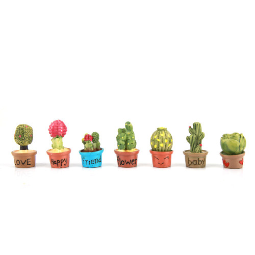 Tiny Cactus Miniature Succulent Plants Pot Dollhouse Decoration Mini Plant (7 Pcs)