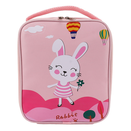 Insulated Lunch Holder Rabbit Pattern Portable Lightweight Handheld Oxford Cloth Insulated Lunch Carry Bag for Kids School