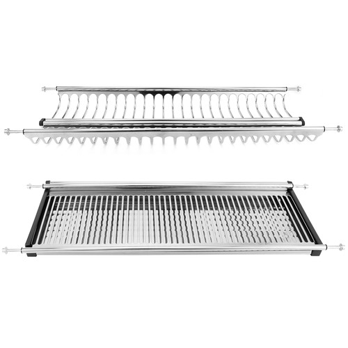 Double Layer Stainless Steel Dish Drying Rack Storage Shelf Holder for Kitchen Cabinet60cm Cabinet Width