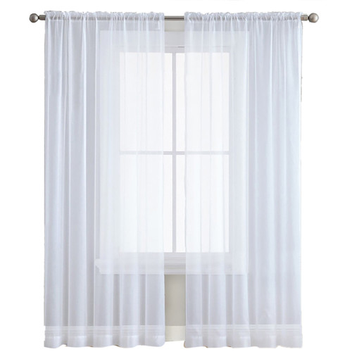 Sheer Curtains Living Room Rod Pocket Window Curtain Panels Bedroom Semi Sheer Voile Curtains White (39''Wx51''L,2 Panels)