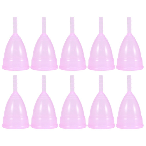 10pcs Silicone Menstrual Cup Reusable Female Lady Hygiene Cup Collector Body Care ToolS Pink
