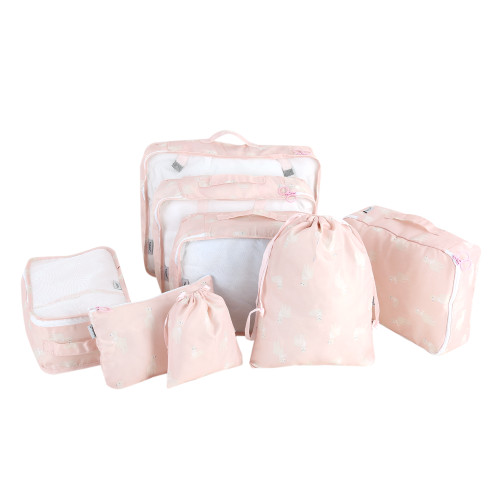 8Pcs Portable Clothes Storage Bag Underwear Packing Travel Luggage Organizer Pink Alpaca