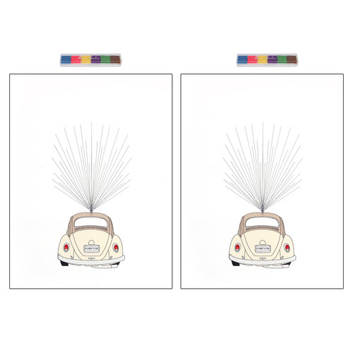 2Set Cartoon DIY Guest Signature Fingerprint Sign In Painting Guestbook for Wedding Party Decor
