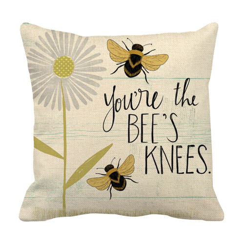Vintage Throw Pillow Covers Bee Decorative Throw Pillow Case Cushion Cover 18x18 inches Pillowcase Home Sofa Decor