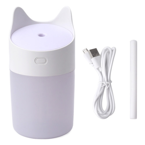 White Desktop Air Humidifier with 7 Colors LED Light 280ML Small Colorful Light Car Humidifier