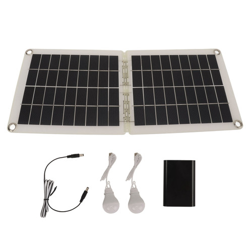 Solar Light Bulbs 60W Solar Powered Portable Camping Light with 2pcs Usb High Brightness Bulbs for Outdoor Tent