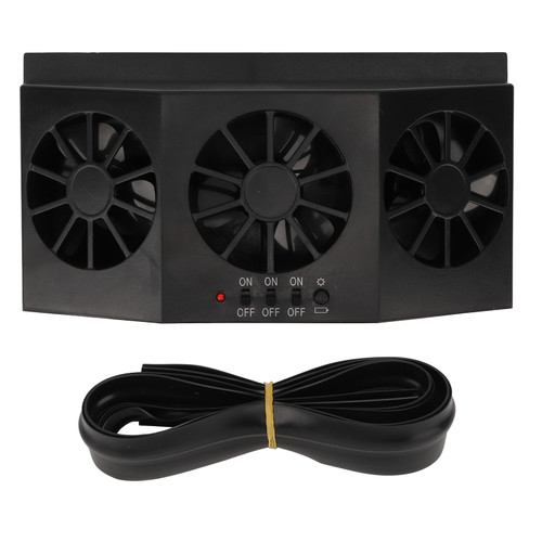 1.5W Solar Powered Car Ventilator 3 Holes Car Exhaust Fan Vehicle Air Circulation Fan Black