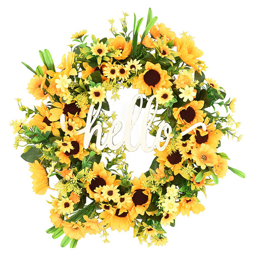 Door Sign Sunflower Wreath Welcome HelloSign Door Hanging Sign Sunflower Door Decoration