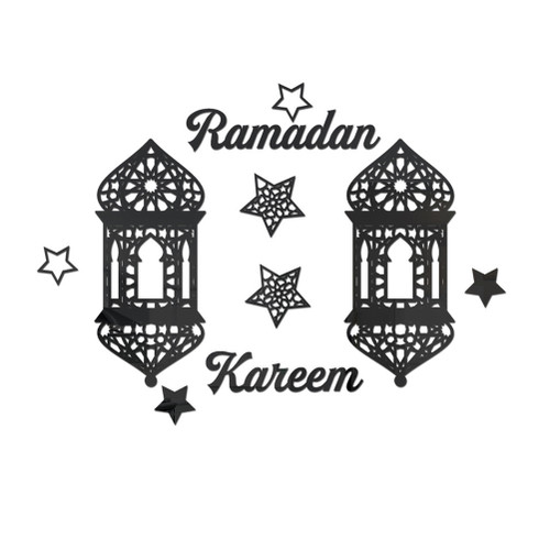 Eid Mubarak Acrylic Mirror Wall Stickers Self Adhesive Wall Decals Ramadan Festival Decoration