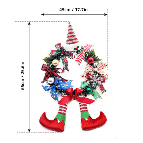 Christmas Wreath Front Door Decor Christmas Wreath with Clown Leg Decor Artificial Door Wreath Ornament