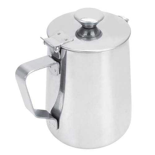 1000ml Stainless Steel Coffee Milk Frothing Cup with Lid for Latte Art Coffee Shop Use