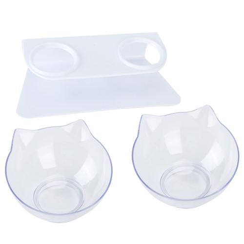 Pet Bowl Durable Cat Dog Feeding Drinking Bowl with Storage Rack for Small PetsTransparent