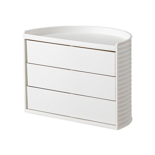 Desktop Rotating Organizer Half Round Beauty Lipstick Jewelry Cosmetic Dustproof Storage Box for Bedroom White