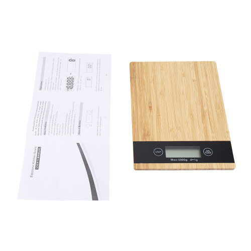 Bamboo LED Display Electric Kitchen Weighing Scale Cooking Food