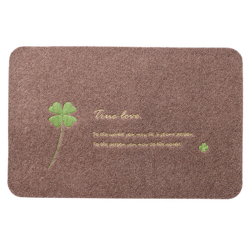 4 Clover Doormat Multipurpose Stylish Printing Slip Resistance Absorbent Floor Mat for Kitchen Bathroom Brown