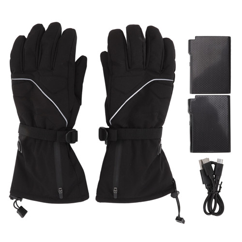 Electric Heated Gloves Battery Powered Heating Thermal Gloves Rechargeable Winter Warm Skiing Gloves for Men Women XL
