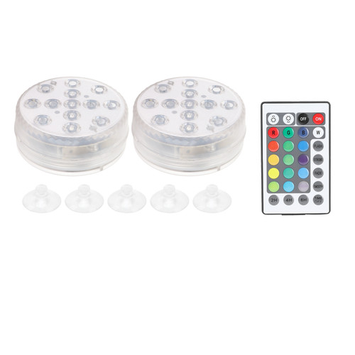 2Pcs Swimming Pool Lamp IP68 16 Colors RGB Magnet Underwater Light for Fish Tank Fountain Pond