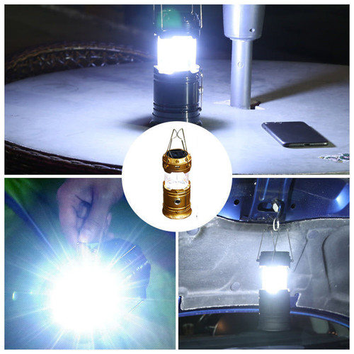Solar Camping Lantern Folding Flashlight Outdoor Hanging Lights Portable Emergency Lamp Tent Lamp Rechargeable