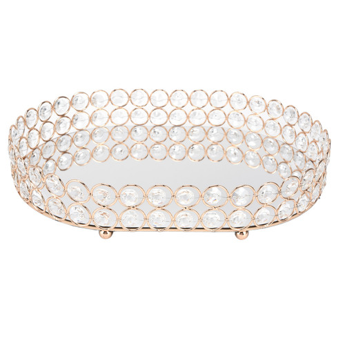 Crystal Vanity Tray All Metal Welding Electroplated Exterior Glass Vanity Tray for Living Room Bedroom