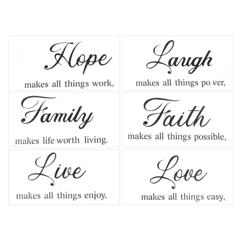6Set English Wall Stickers Bedroom Background Wall Decoration Wallpaper for Home Office