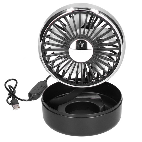 Car Fan 360° Rotatable Singlehead Electric Fan Three Speed Electric Fan with USB Powered Black Silver